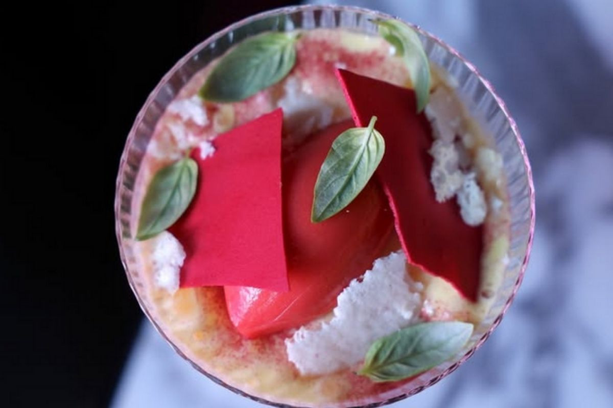 Delicious and visually appealing dessert at OTO Restaurant in Reykjavik, Iceland.
